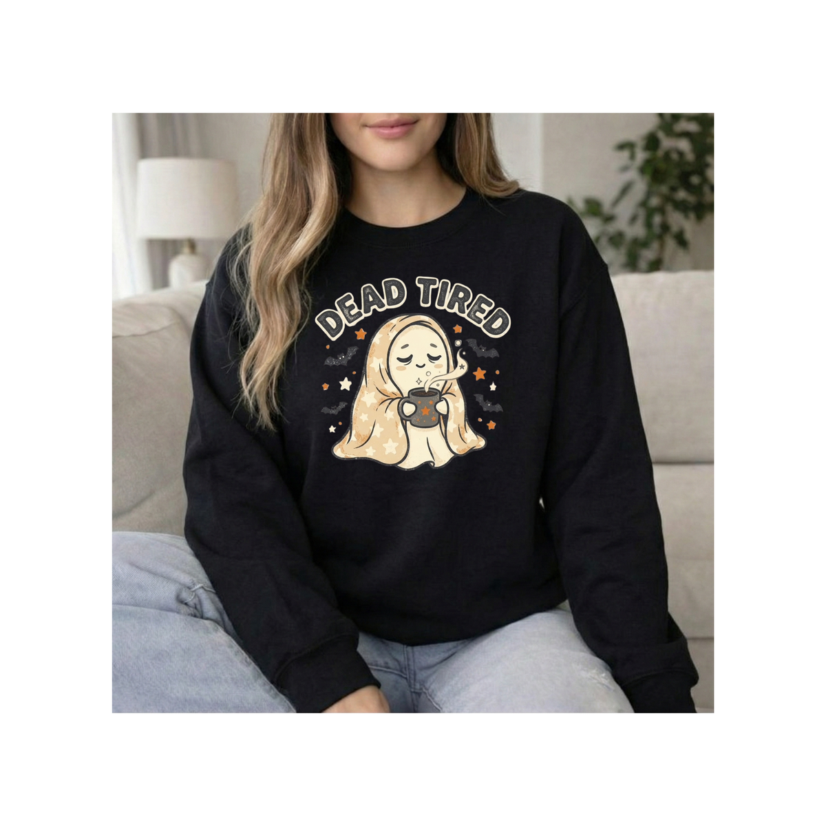 Dead Tired Cozy Ghost Crewneck Sweatshirt
