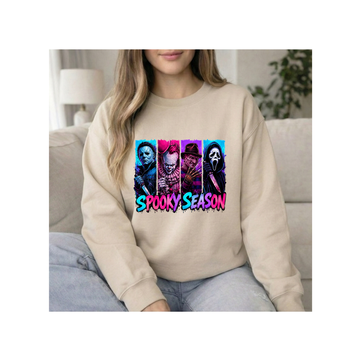 Spooky Season Horror Icons Crewneck Sweatshirt