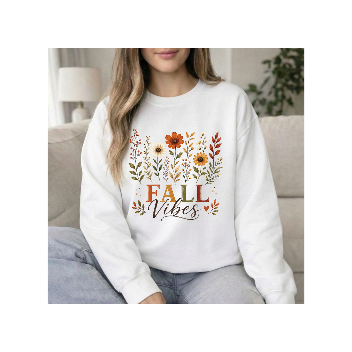 Fall Vibes Floral Crewneck Sweatshirt