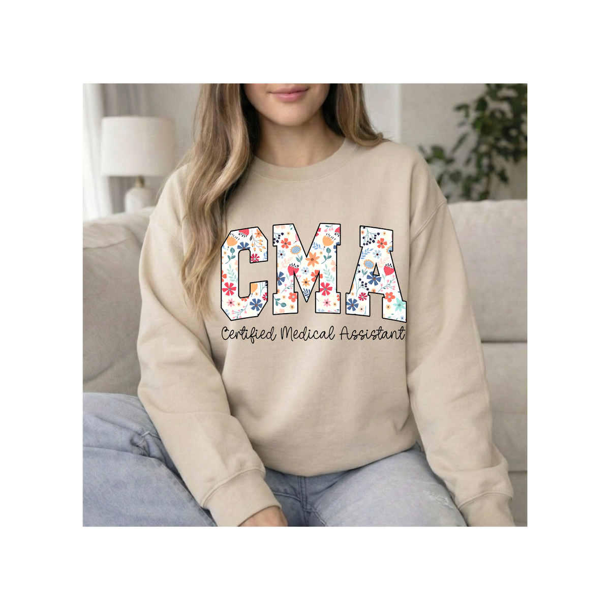 "CMA Floral"— Certified Medical Assistant Crewneck Sweatshirt