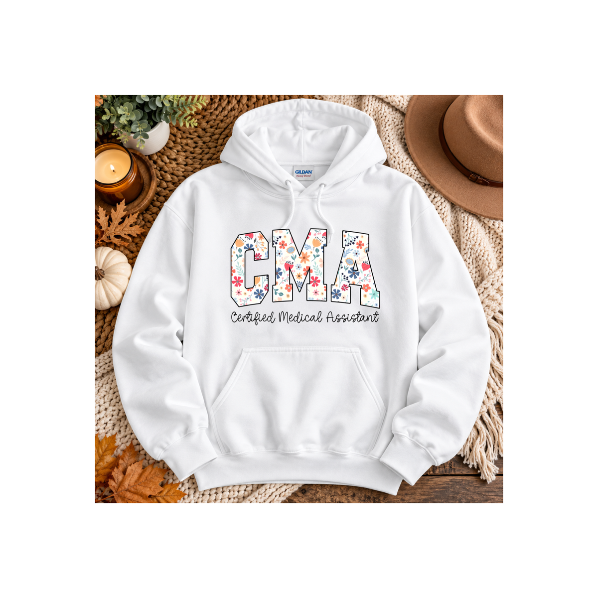 CMA Floral - Certified Medical Assistant Hoodie
