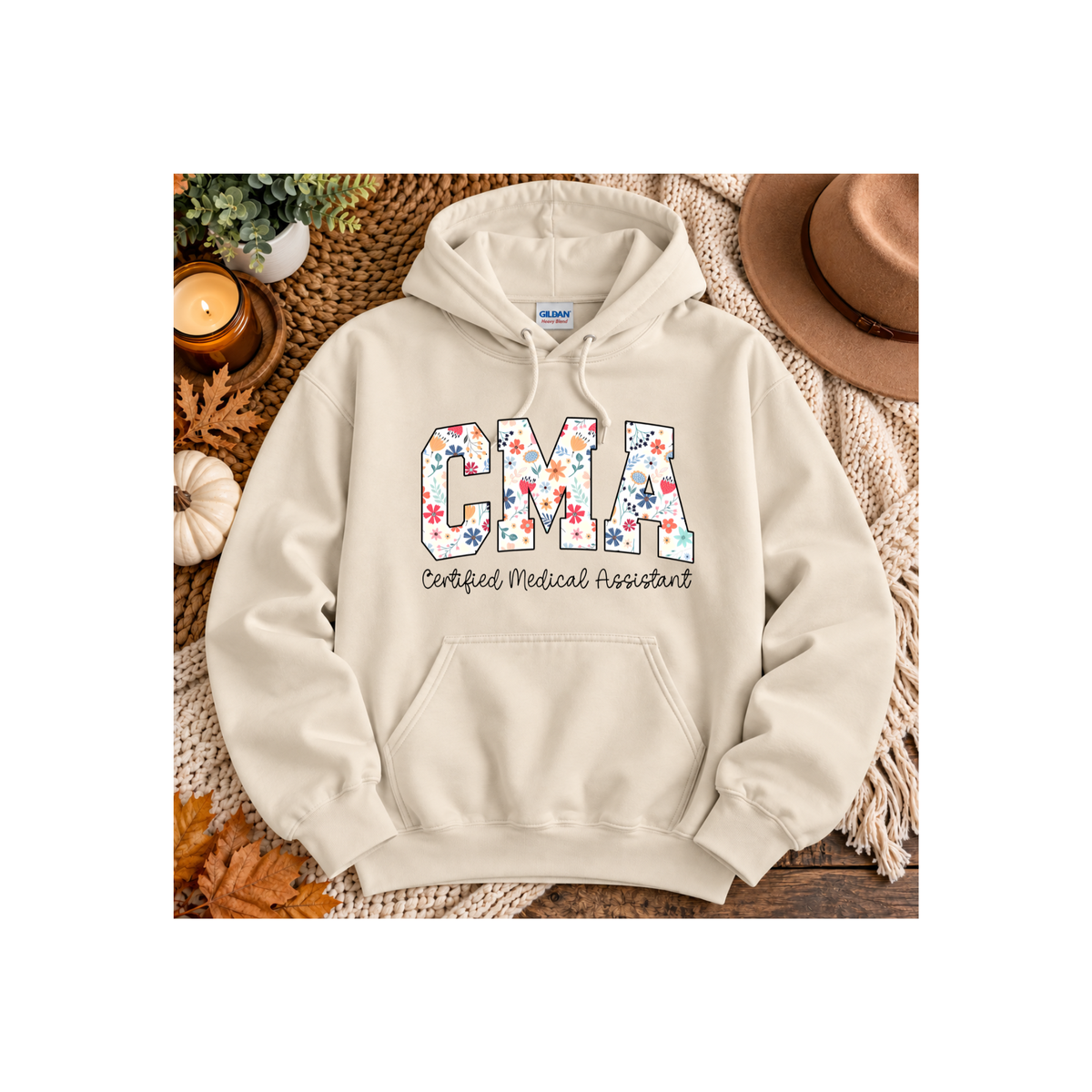 CMA Floral - Certified Medical Assistant Hoodie