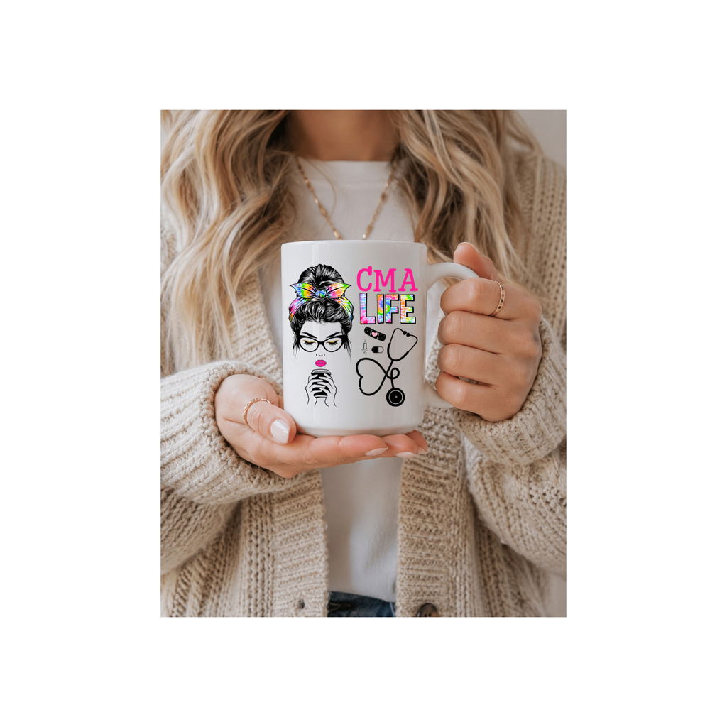 CMA Life Graphic Colorful Nurse Practitioner Stethoscope - 15oz Coffee Mug