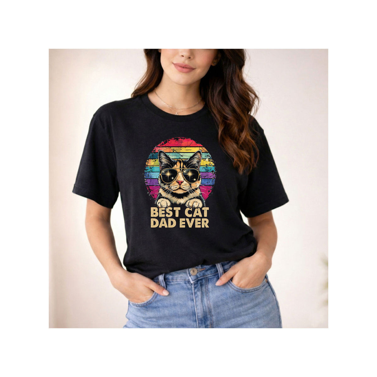 Retro Best Cat Dad Ever T-Shirt