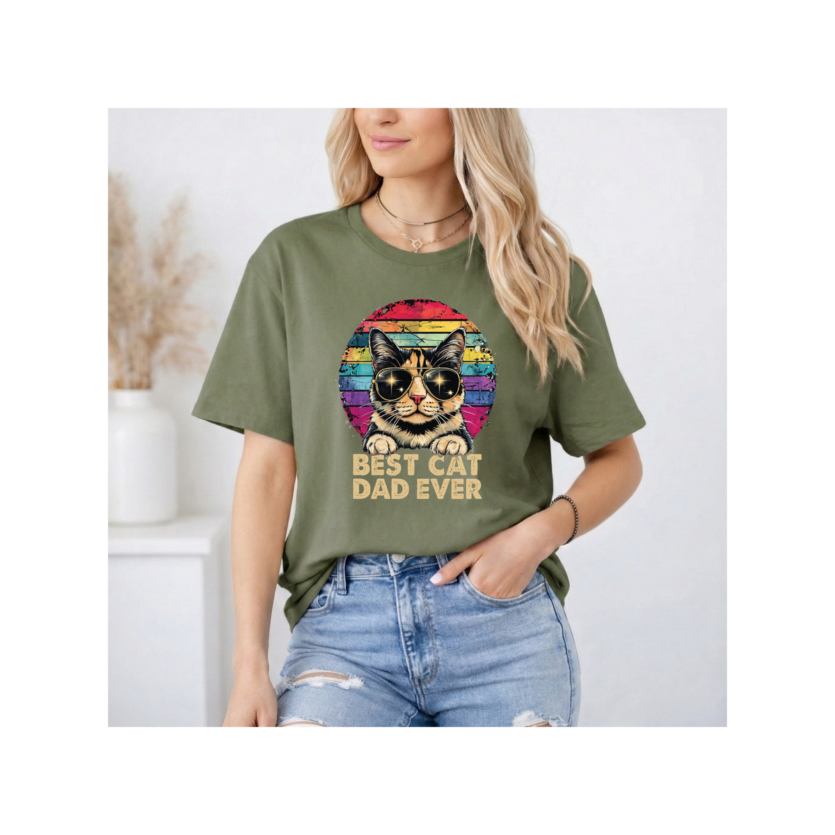 Retro Best Cat Dad Ever T-Shirt