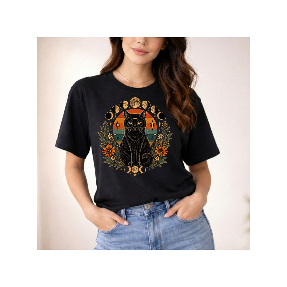 Mystic Black Moon Phases T-Shirt