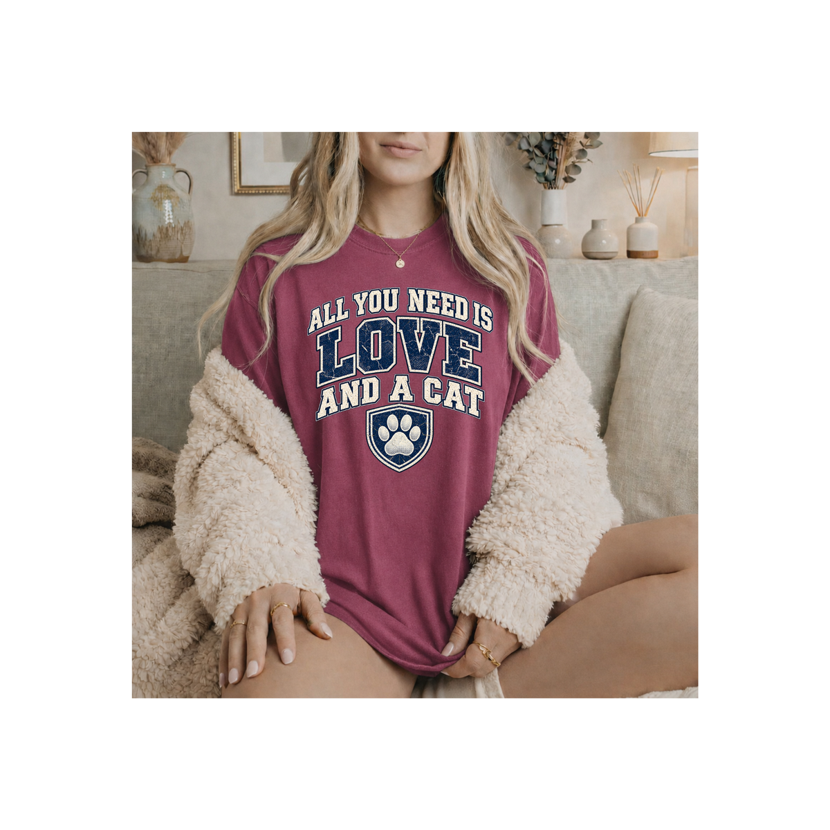 All You Need is Love and A Cat T-shirt (Comfort Colors)