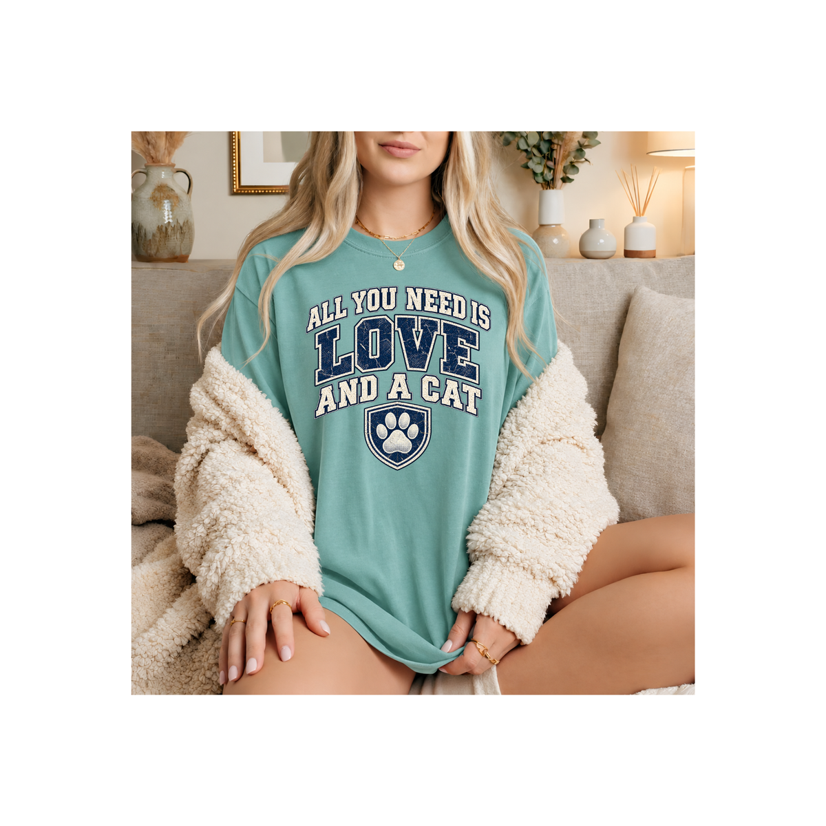 All You Need is Love and A Cat T-shirt (Comfort Colors)