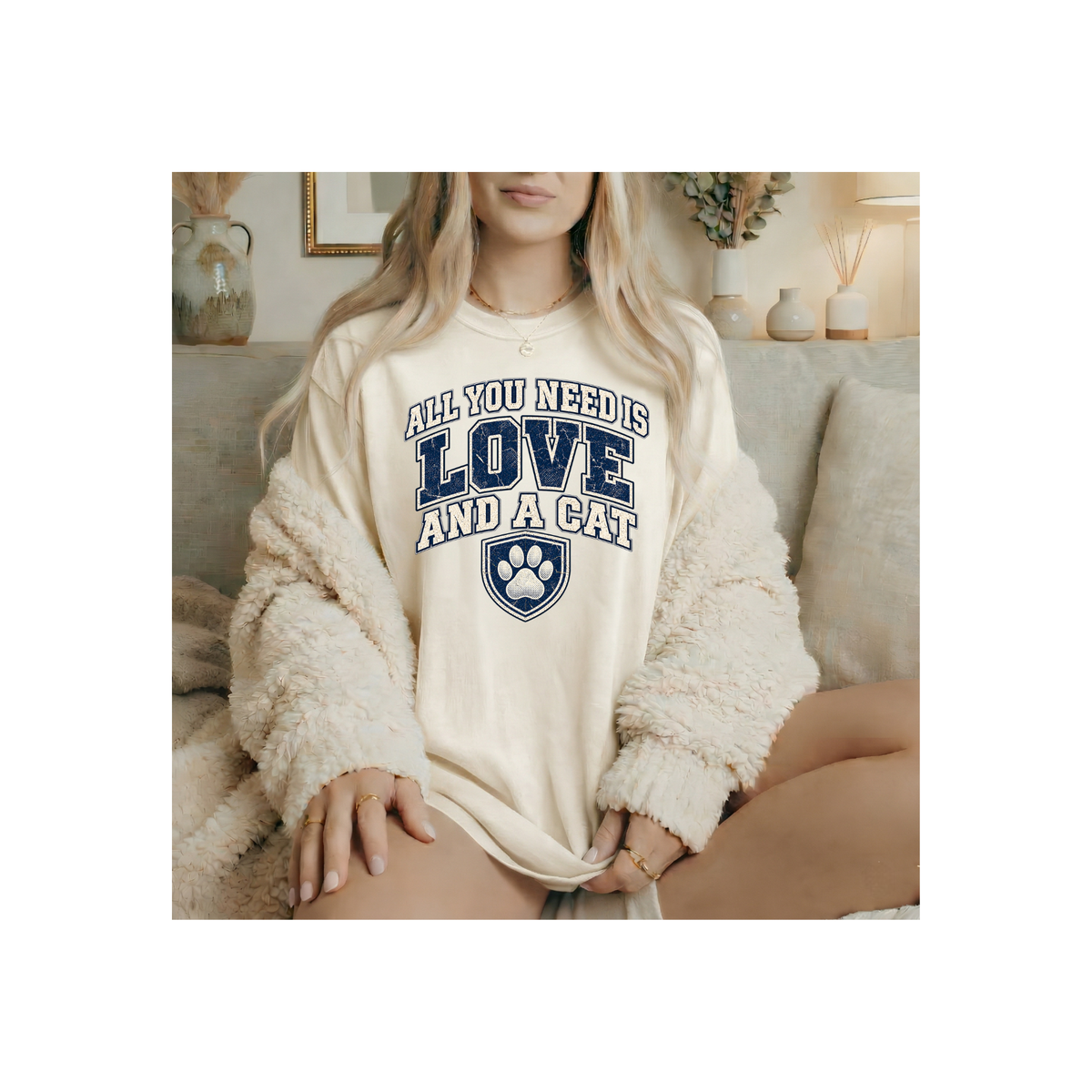 All You Need is Love and A Cat T-shirt (Comfort Colors)