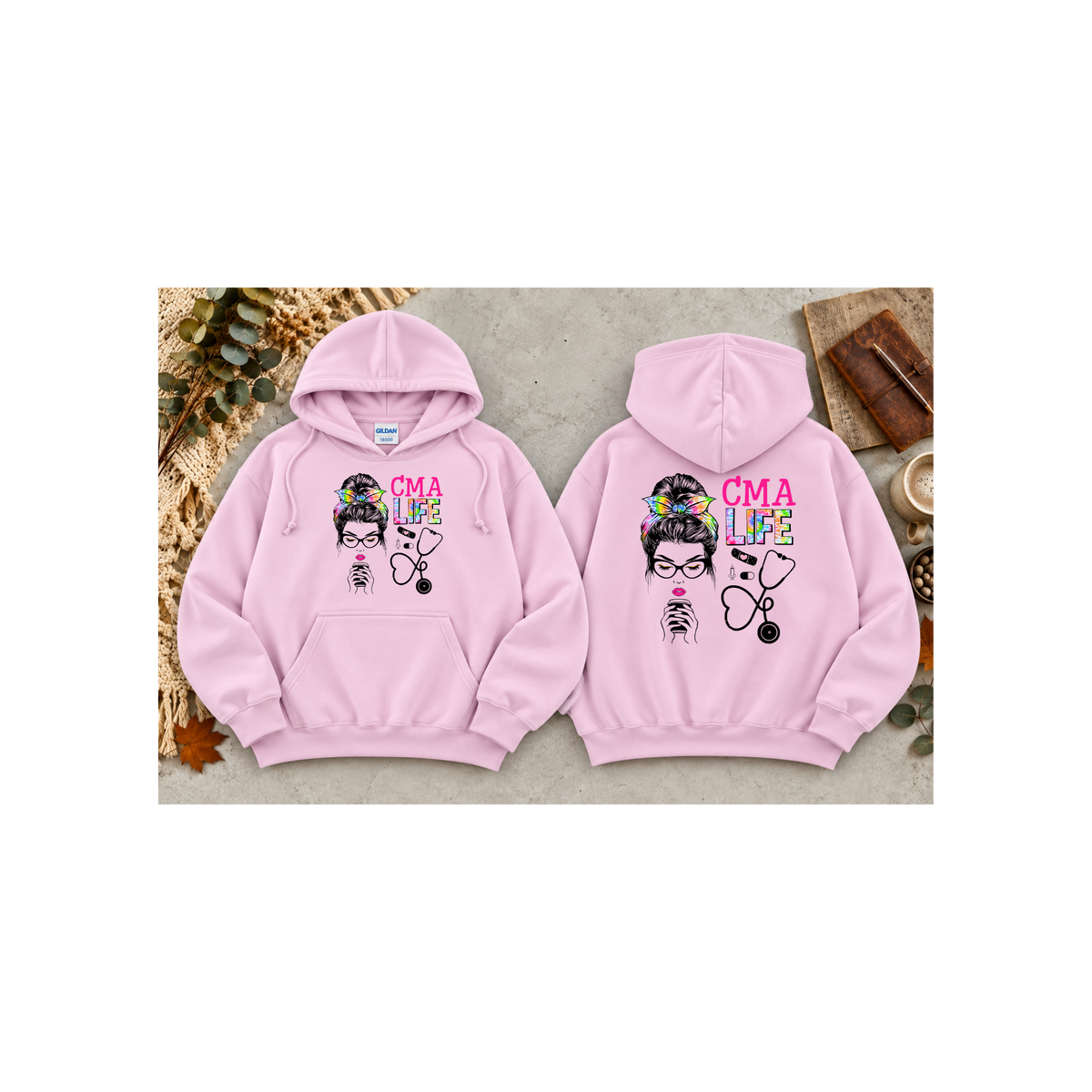 CMA Life Graphic Colorful Nurse Practitioner Graphic Hoodie