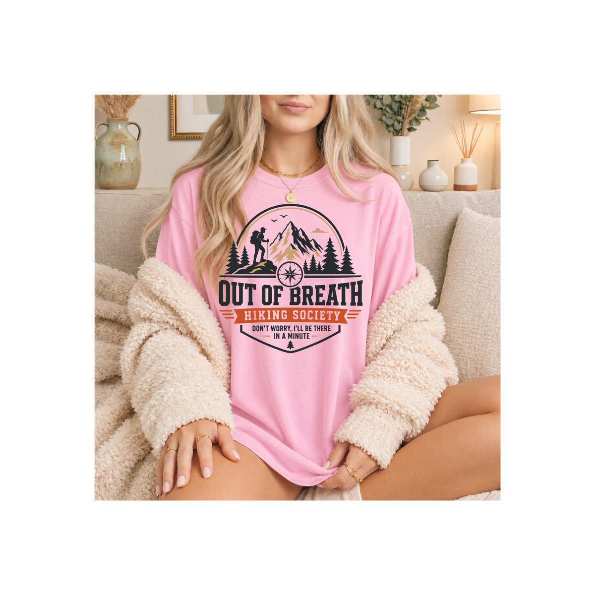 Out of Breath Hiking Society – Funny Mountain Hiker T-Shirt (Comfort Colors)
