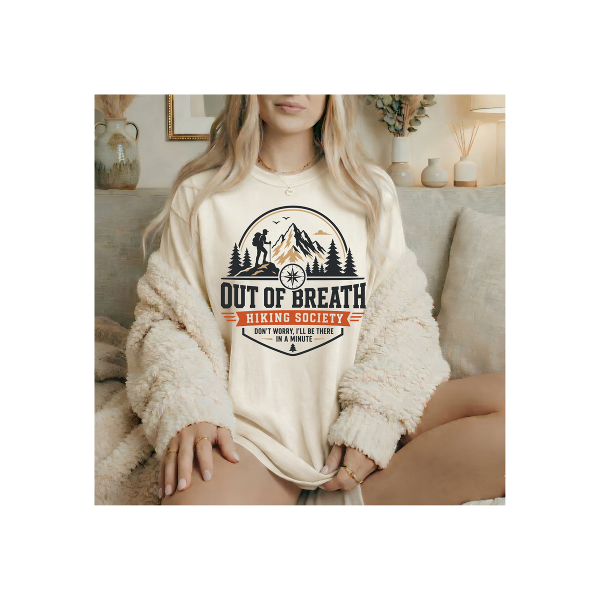 Out of Breath Hiking Society – Funny Mountain Hiker T-Shirt (Comfort Colors)