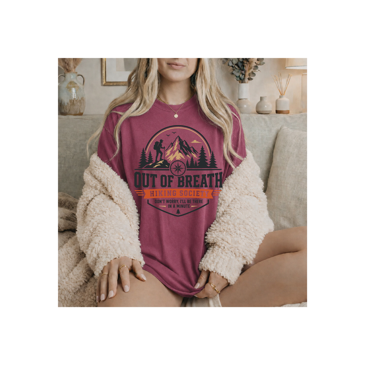 Out of Breath Hiking Society – Funny Mountain Hiker T-Shirt (Comfort Colors)