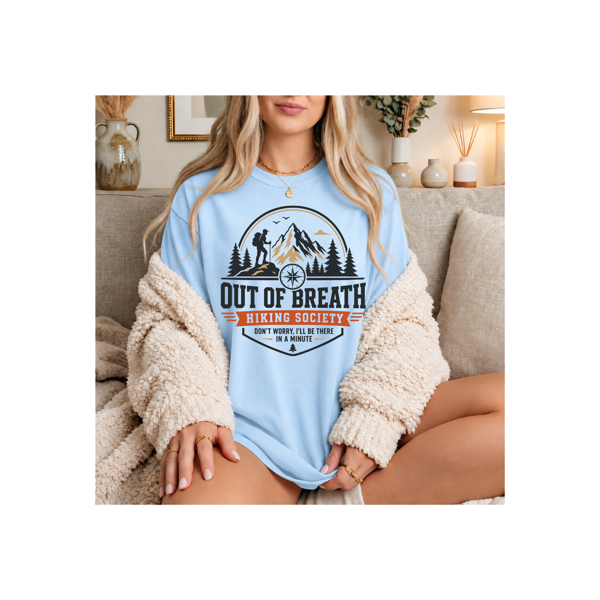 Out of Breath Hiking Society – Funny Mountain Hiker T-Shirt (Comfort Colors)