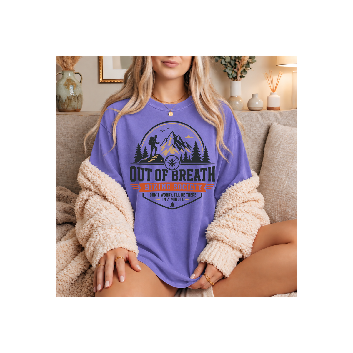Out of Breath Hiking Society – Funny Mountain Hiker T-Shirt (Comfort Colors)