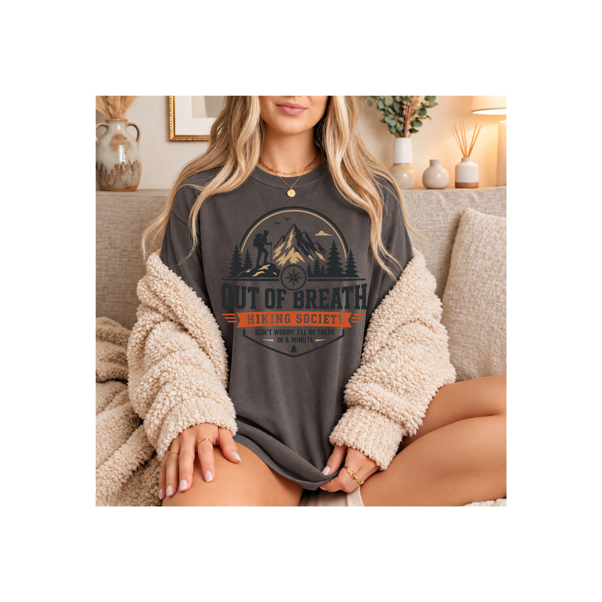 Out of Breath Hiking Society – Funny Mountain Hiker T-Shirt (Comfort Colors)
