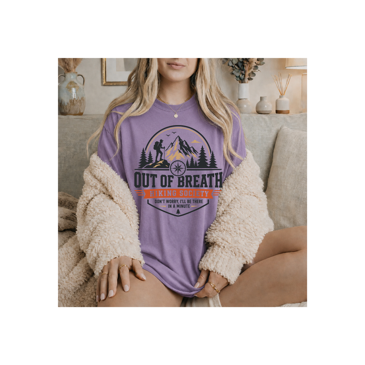 Out of Breath Hiking Society – Funny Mountain Hiker T-Shirt (Comfort Colors)
