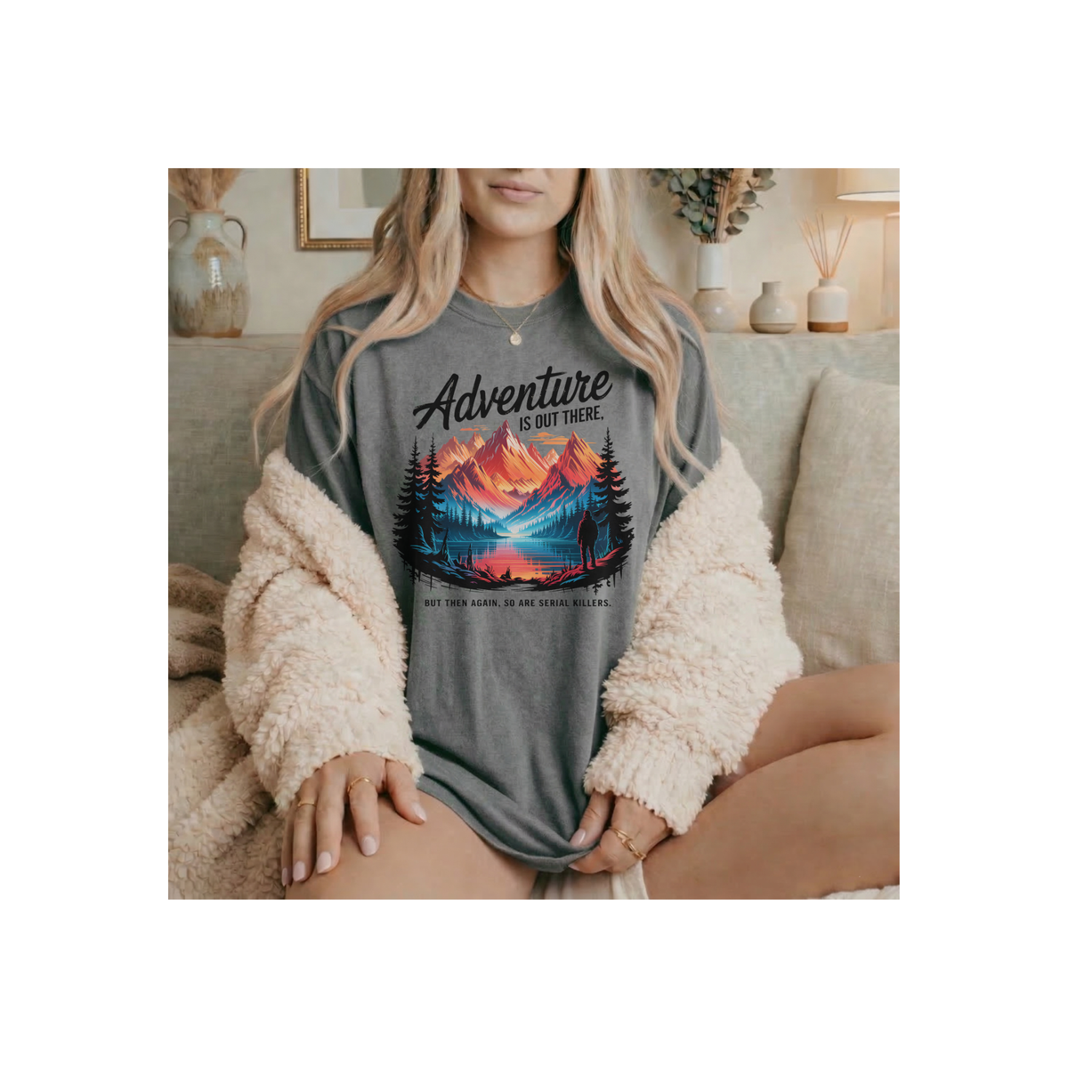 Adventure Is Out There Mountain - Scenic Outdoor Landscape T-Shirt (Comfort Colors)