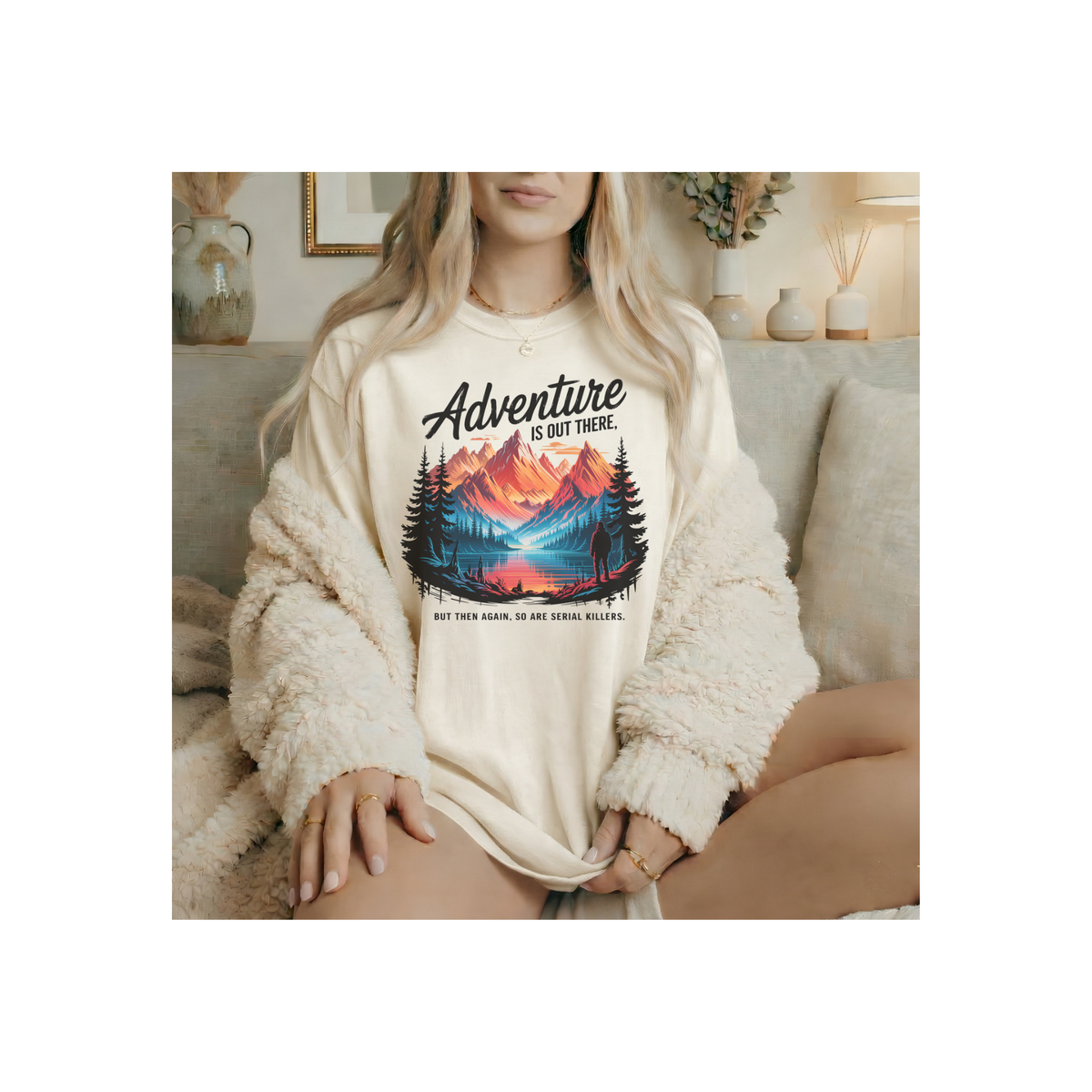 Adventure Is Out There Mountain - Scenic Outdoor Landscape T-Shirt (Comfort Colors)