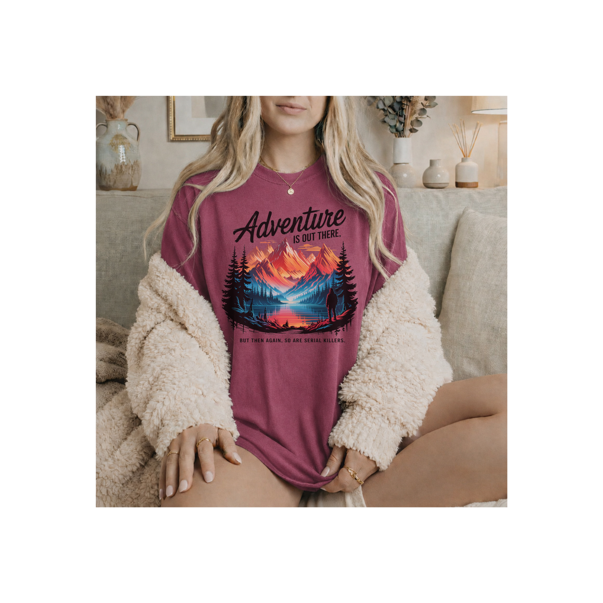 Adventure Is Out There Mountain - Scenic Outdoor Landscape T-Shirt (Comfort Colors)