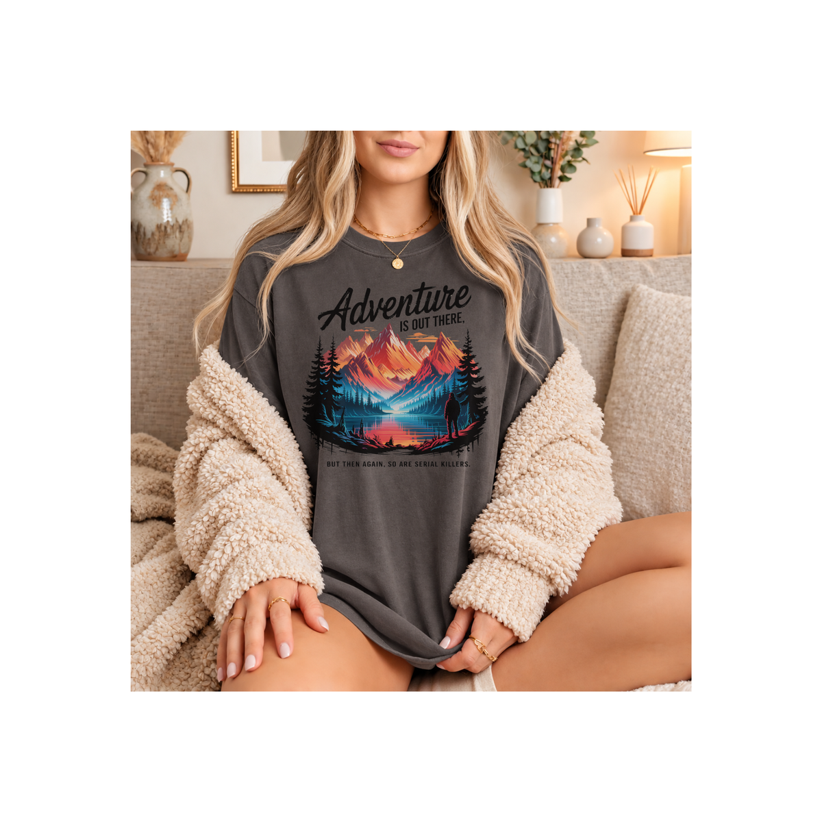 Adventure Is Out There Mountain - Scenic Outdoor Landscape T-Shirt (Comfort Colors)