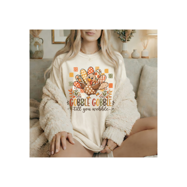 Thanksgiving Turkey T-Shirt — “Gobble Gobble ’Til You Wobble” (Comfort Colors)