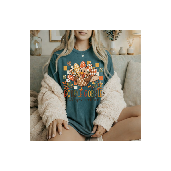 Thanksgiving Turkey T-Shirt — “Gobble Gobble ’Til You Wobble” (Comfort Colors)