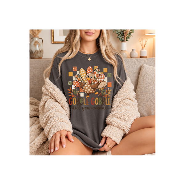 Thanksgiving Turkey T-Shirt — “Gobble Gobble ’Til You Wobble” (Comfort Colors)