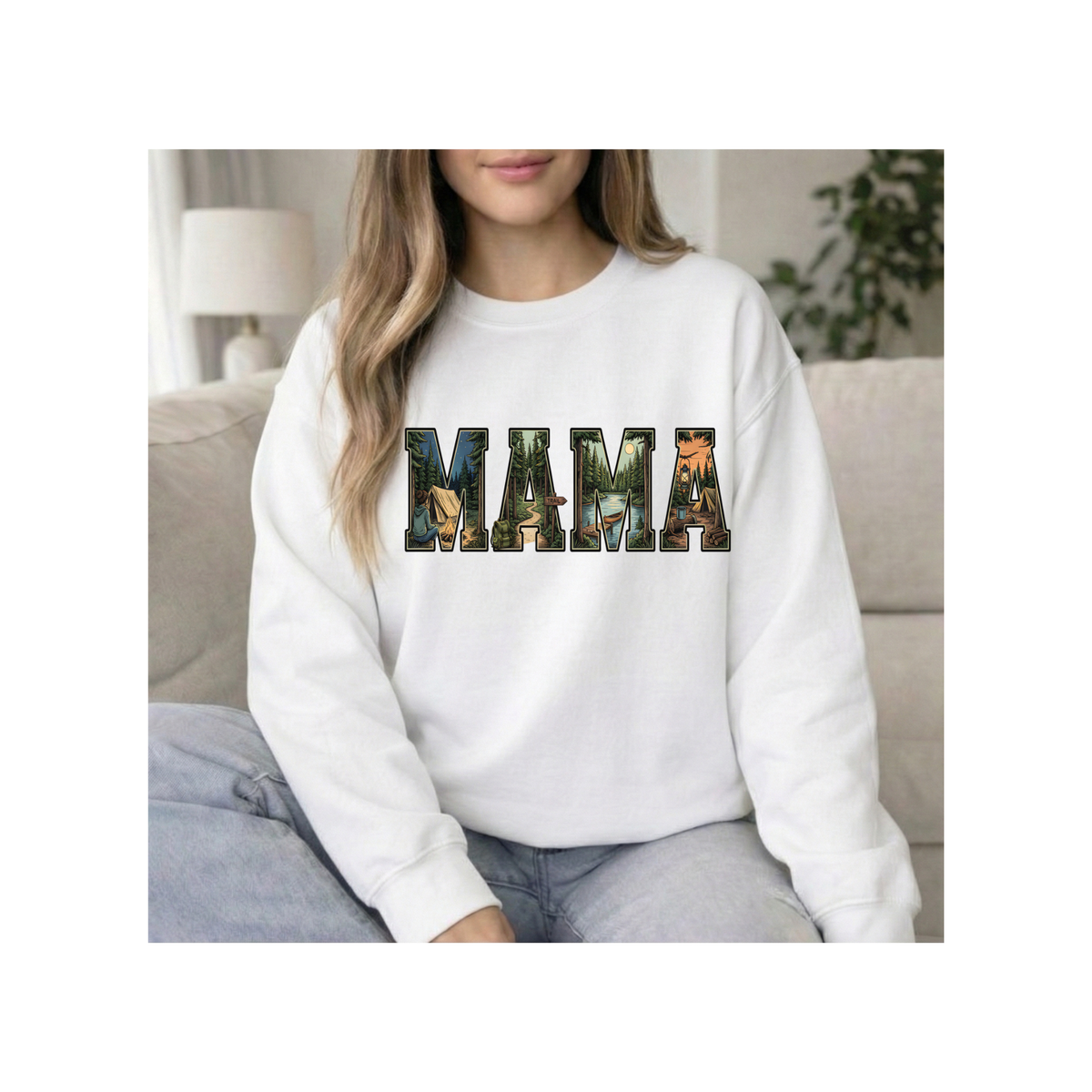 Mama Floral Camo "MAMA" Graphic Crewneck Sweatshirt