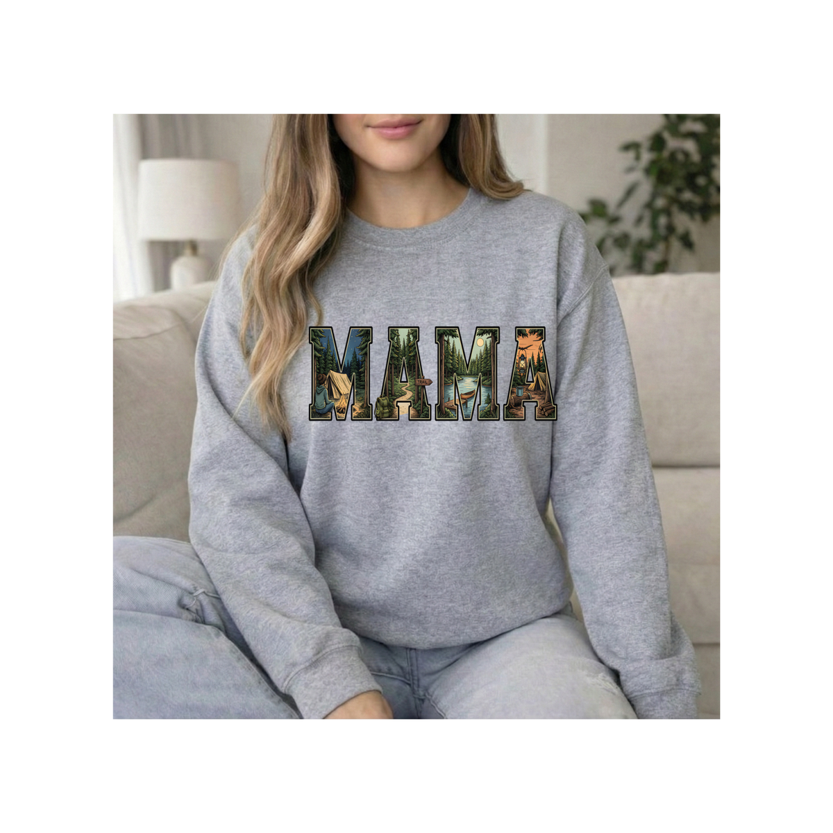 Mama Floral Camo "MAMA" Graphic Crewneck Sweatshirt