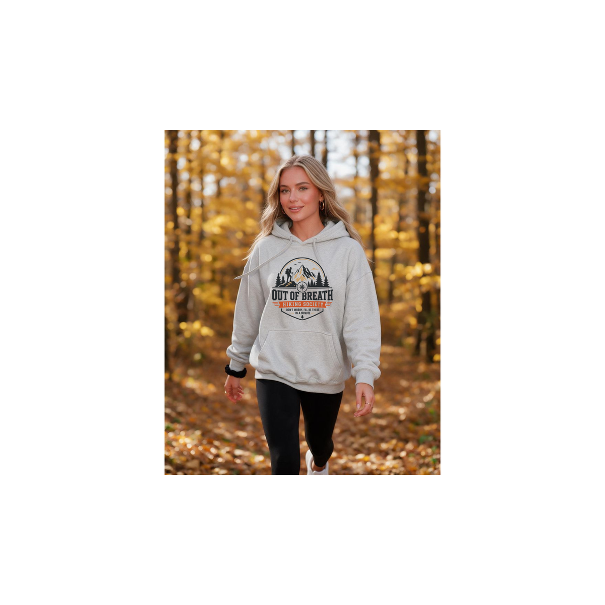 Out of Breath Hiking Society-Funny Mountain Hiker Fleece Lined Hoodie