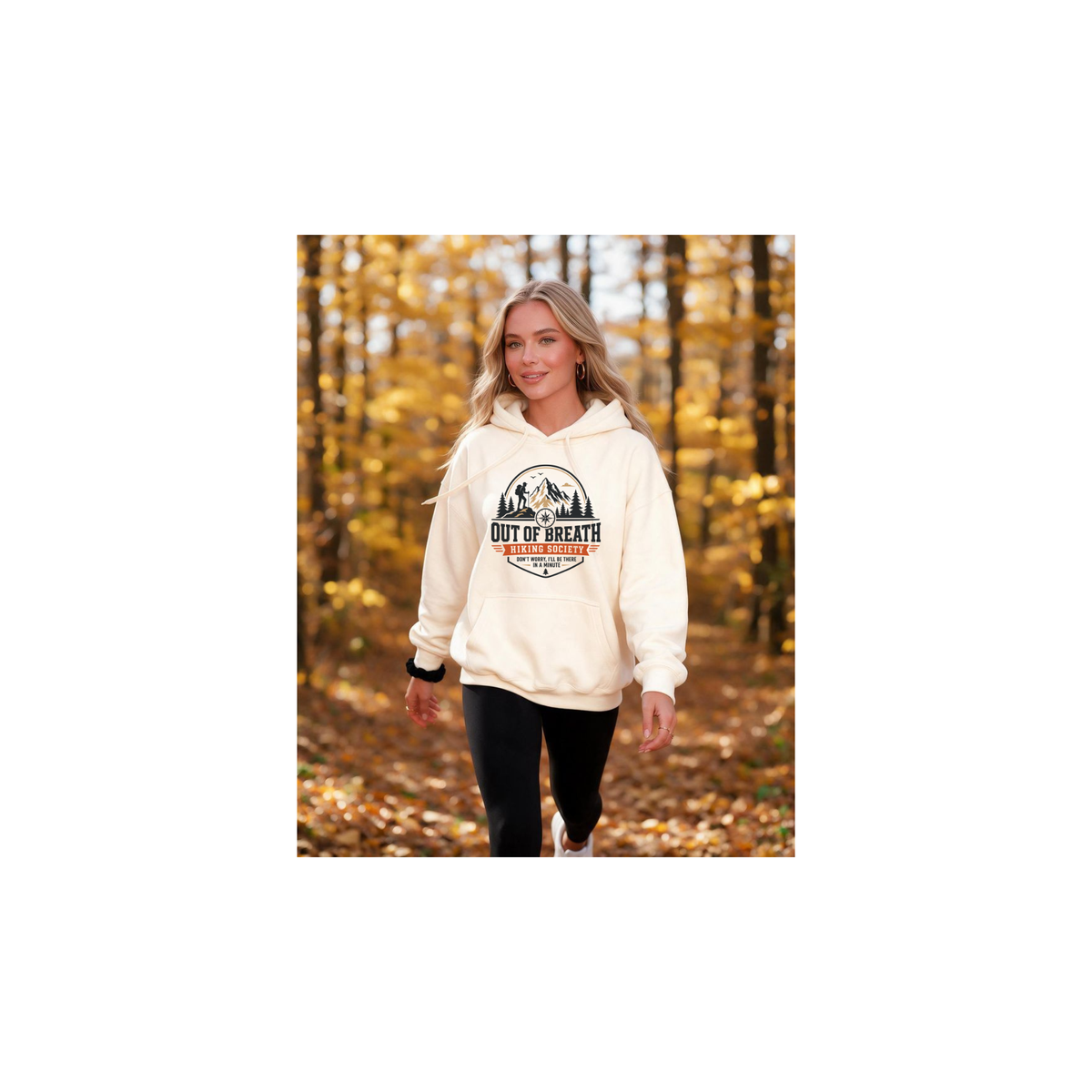 Out of Breath Hiking Society-Funny Mountain Hiker Fleece Lined Hoodie