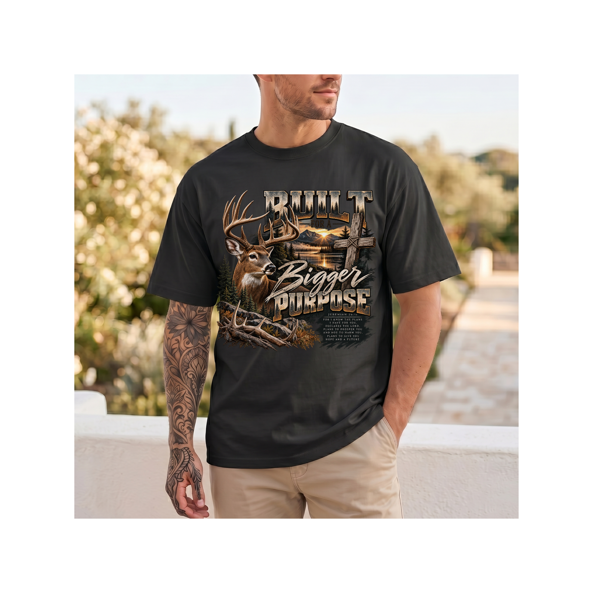 Built for a Bigger Purpose - Christian Hunting Graphic Boxy T-Shirt
