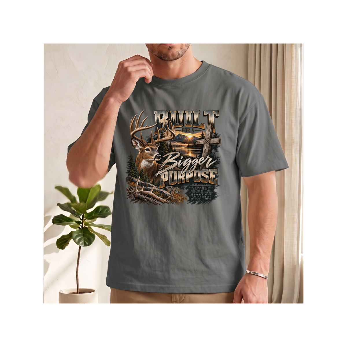 Built for a Bigger Purpose - Christian Hunting Graphic Boxy T-Shirt
