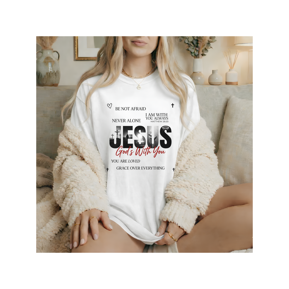 Jesus God's With You Faith Christian T-Shirt (Comfort Colors)