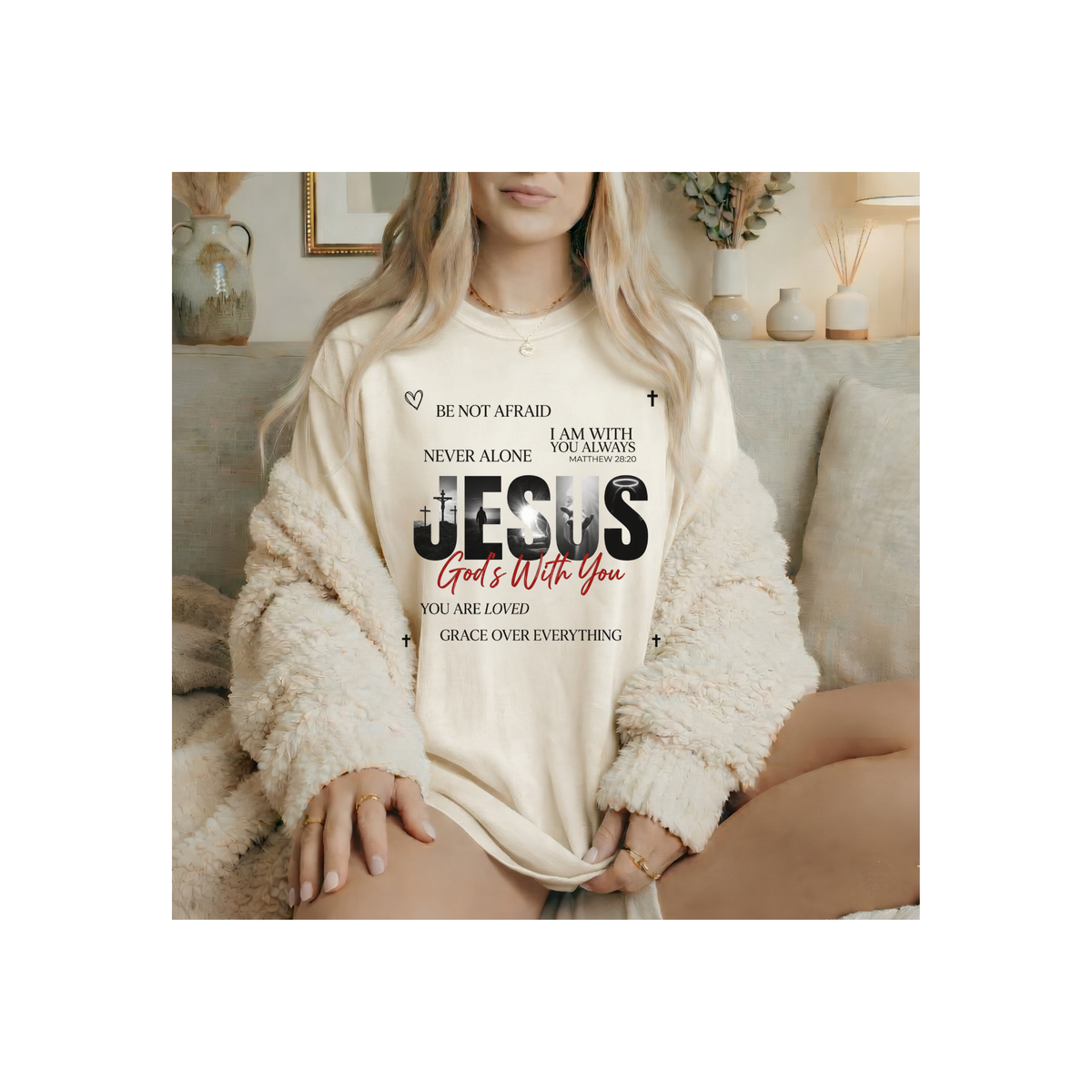 Jesus God's With You Faith Christian T-Shirt (Comfort Colors)