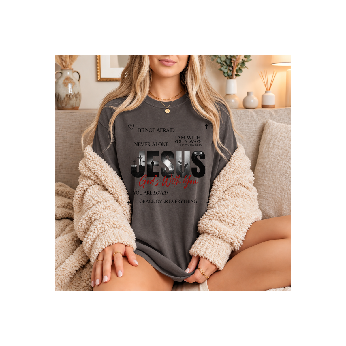 Jesus God's With You Faith Christian T-Shirt (Comfort Colors)