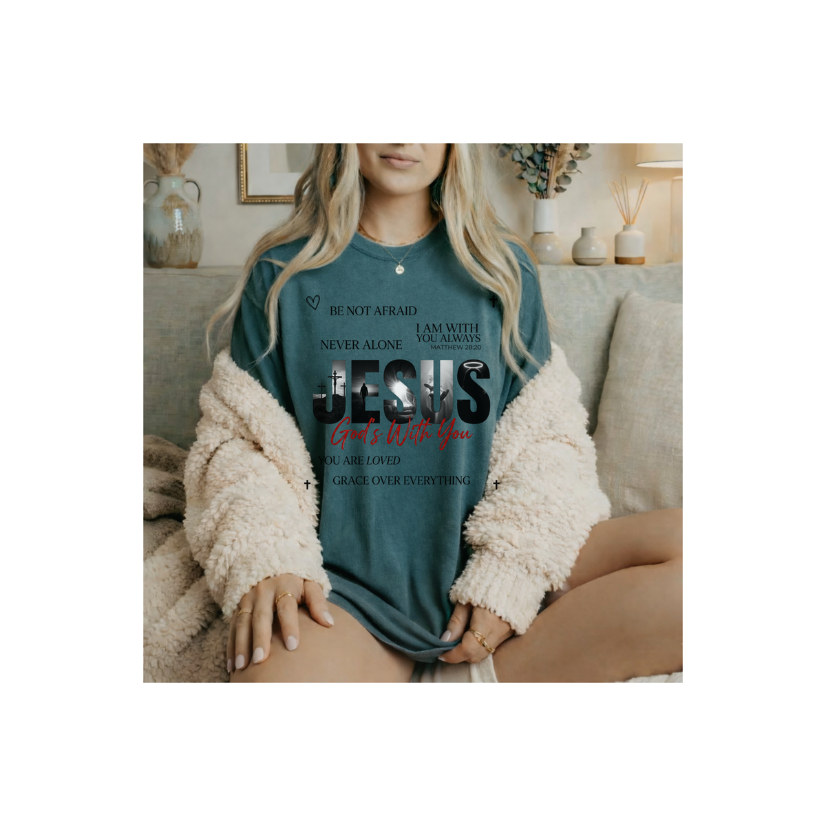 Jesus God's With You Faith Christian T-Shirt (Comfort Colors)