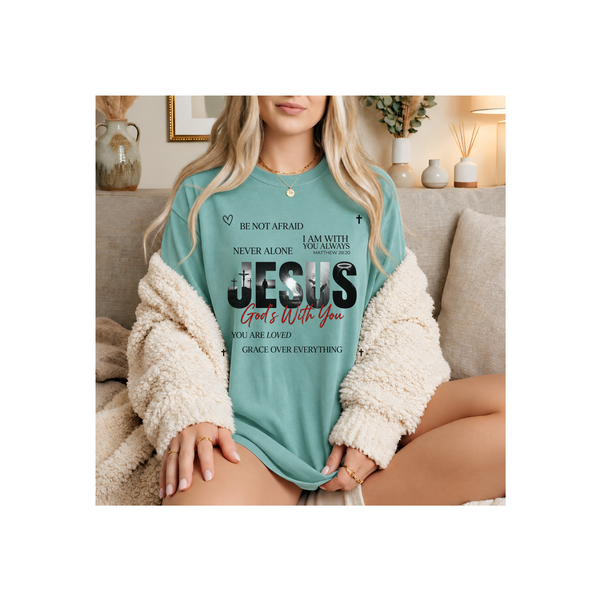 Jesus God's With You Faith Christian T-Shirt (Comfort Colors)