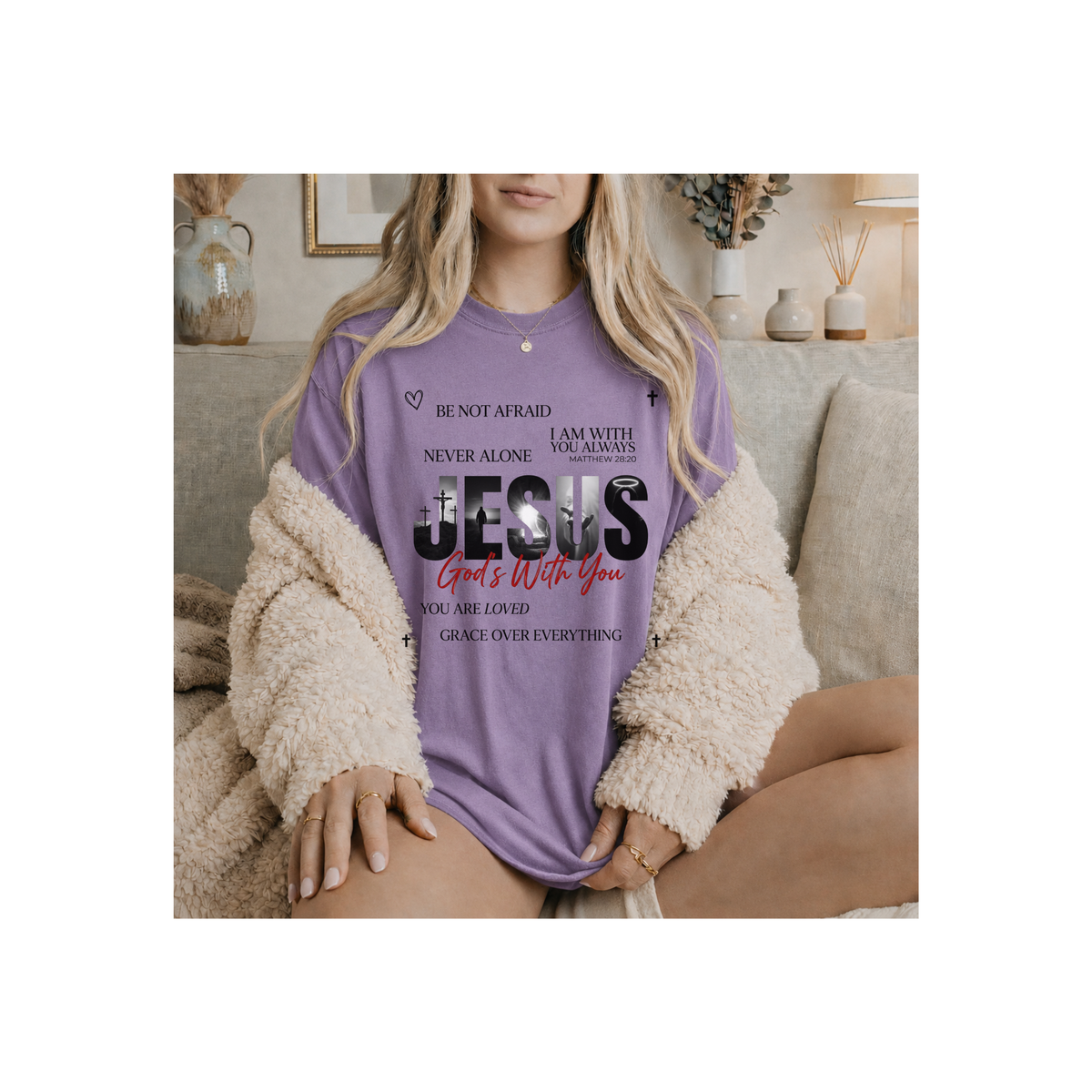 Jesus God's With You Faith Christian T-Shirt (Comfort Colors)