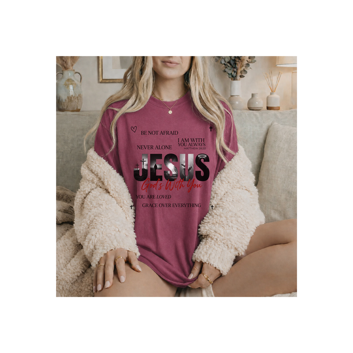 Jesus God's With You Faith Christian T-Shirt (Comfort Colors)