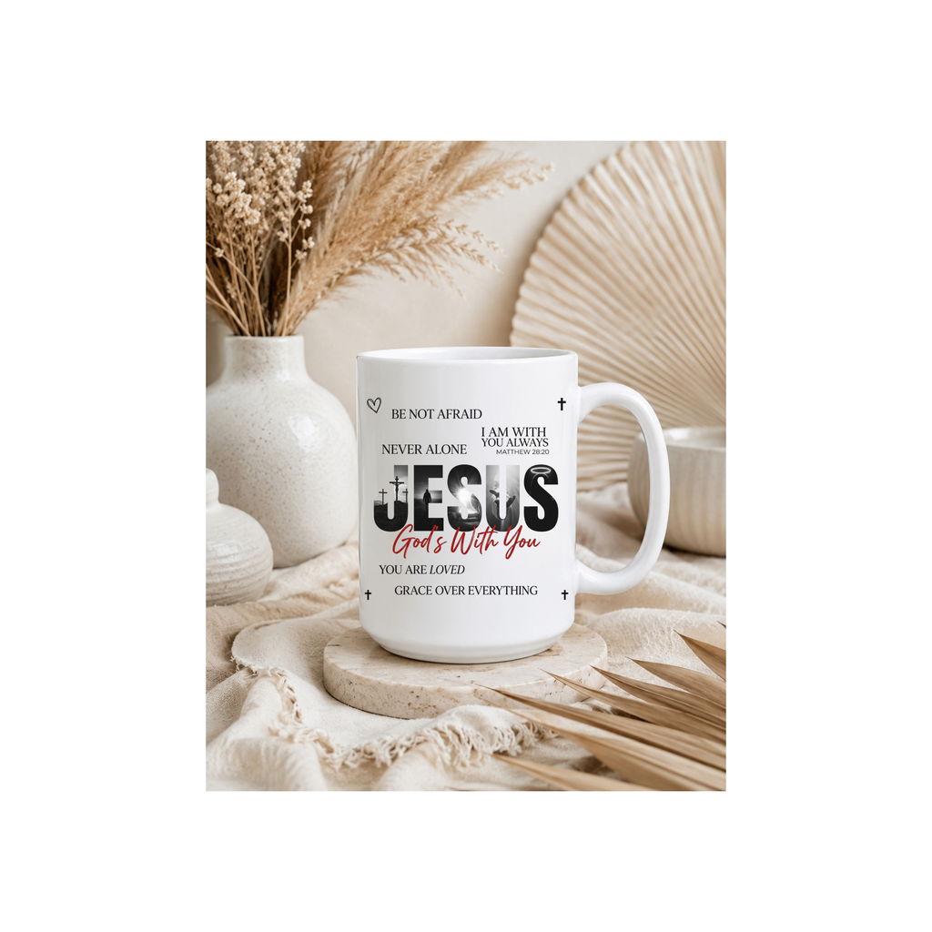 Christian Jesus 'God's With You' Inspirational 15oz Ceramic Coffee Mug