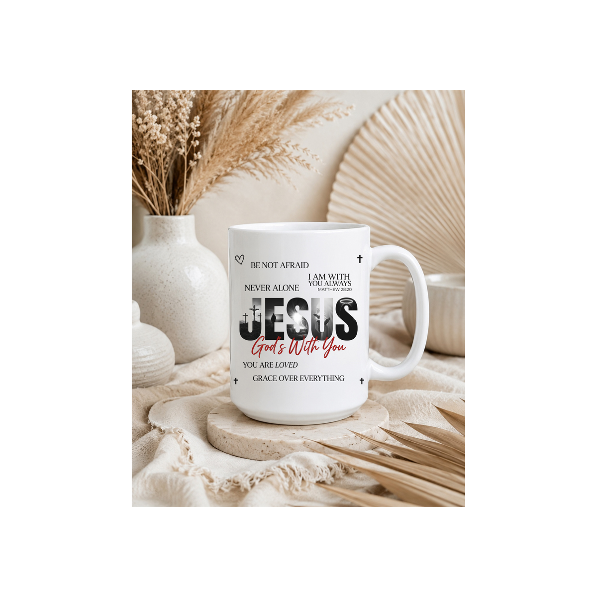 Christian Jesus 'God's With You' Inspirational 15oz Ceramic Coffee Mug