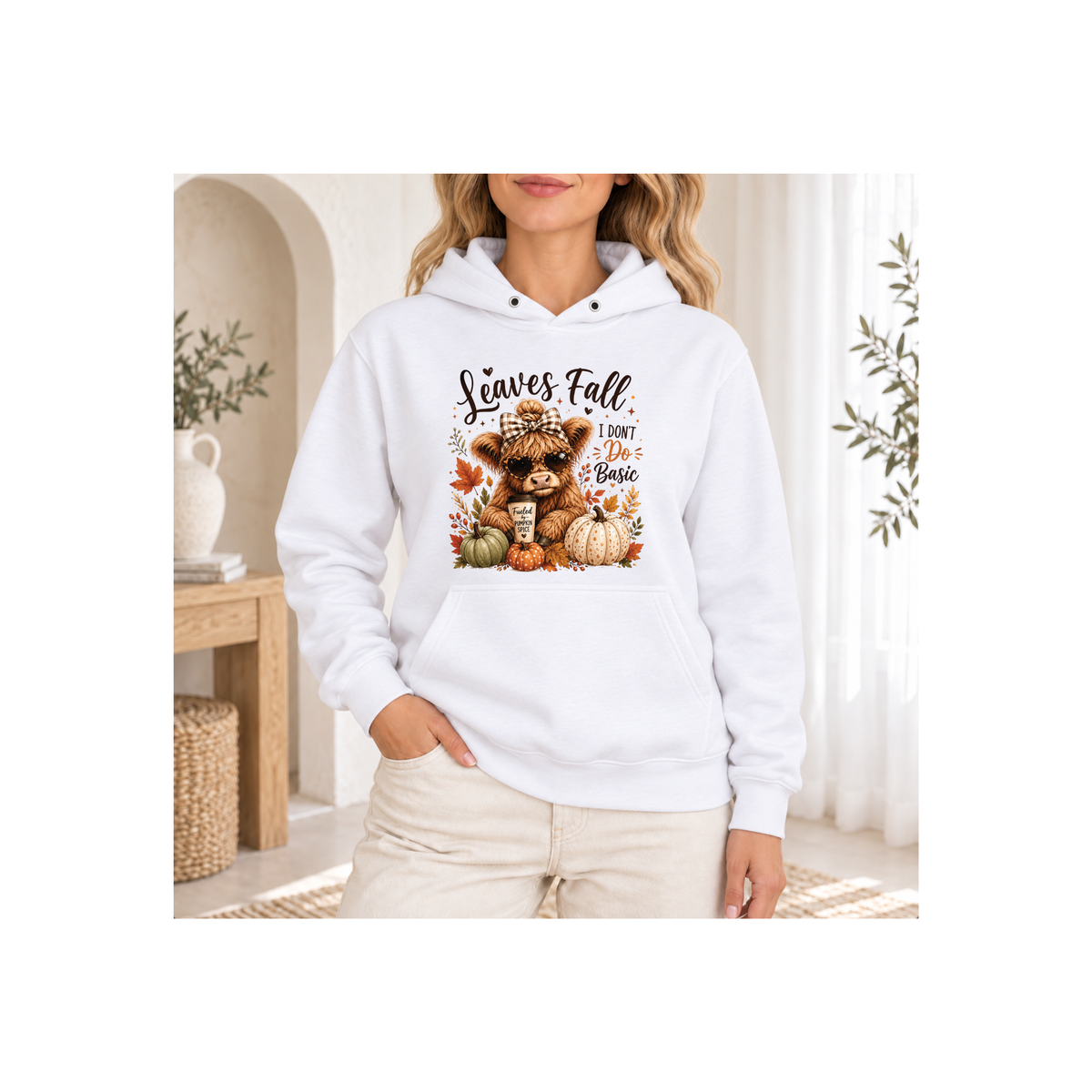 Highland Cow "Leaves Fall, I Rise Like the Sun" Hoodie