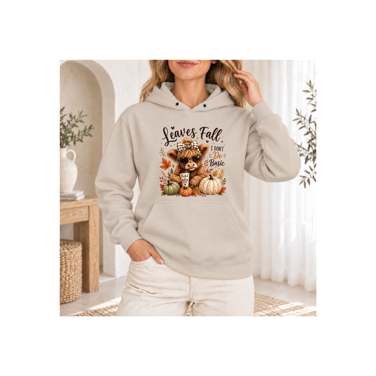 Highland Cow "Leaves Fall, I Rise Like the Sun" Hoodie