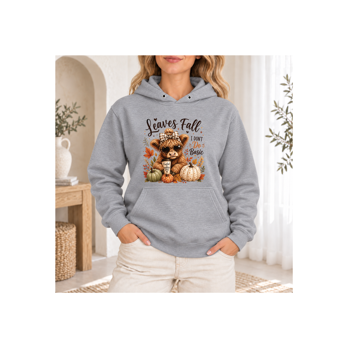 Highland Cow "Leaves Fall, I Rise Like the Sun" Hoodie