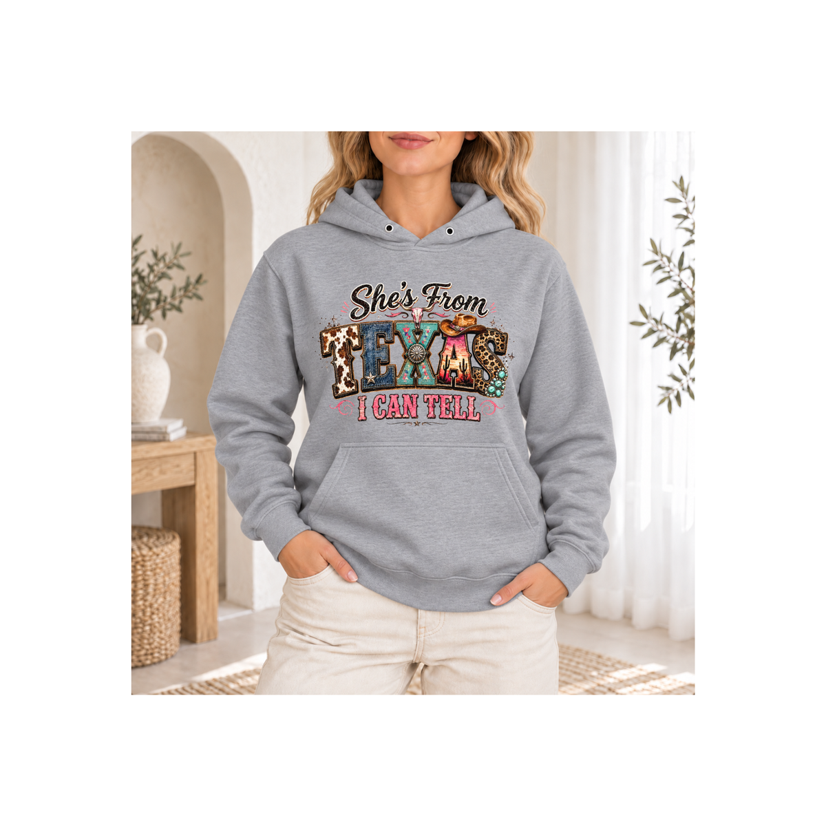 She's From Texas I Can Tell Colorful Graphics Hoodie