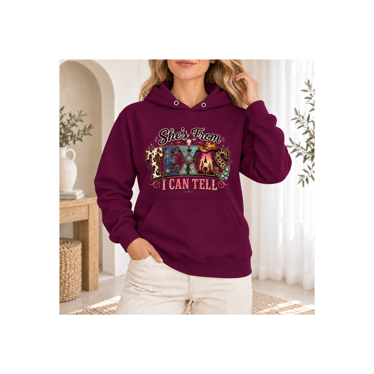 She's From Texas I Can Tell Colorful Graphics Hoodie
