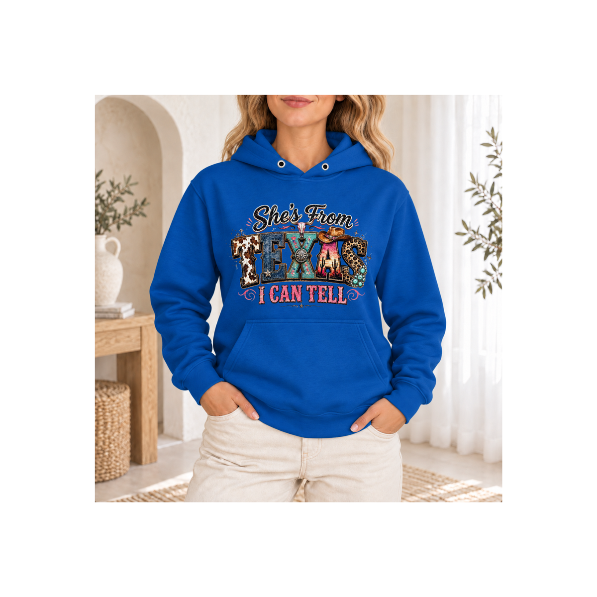 She's From Texas I Can Tell Colorful Graphics Hoodie