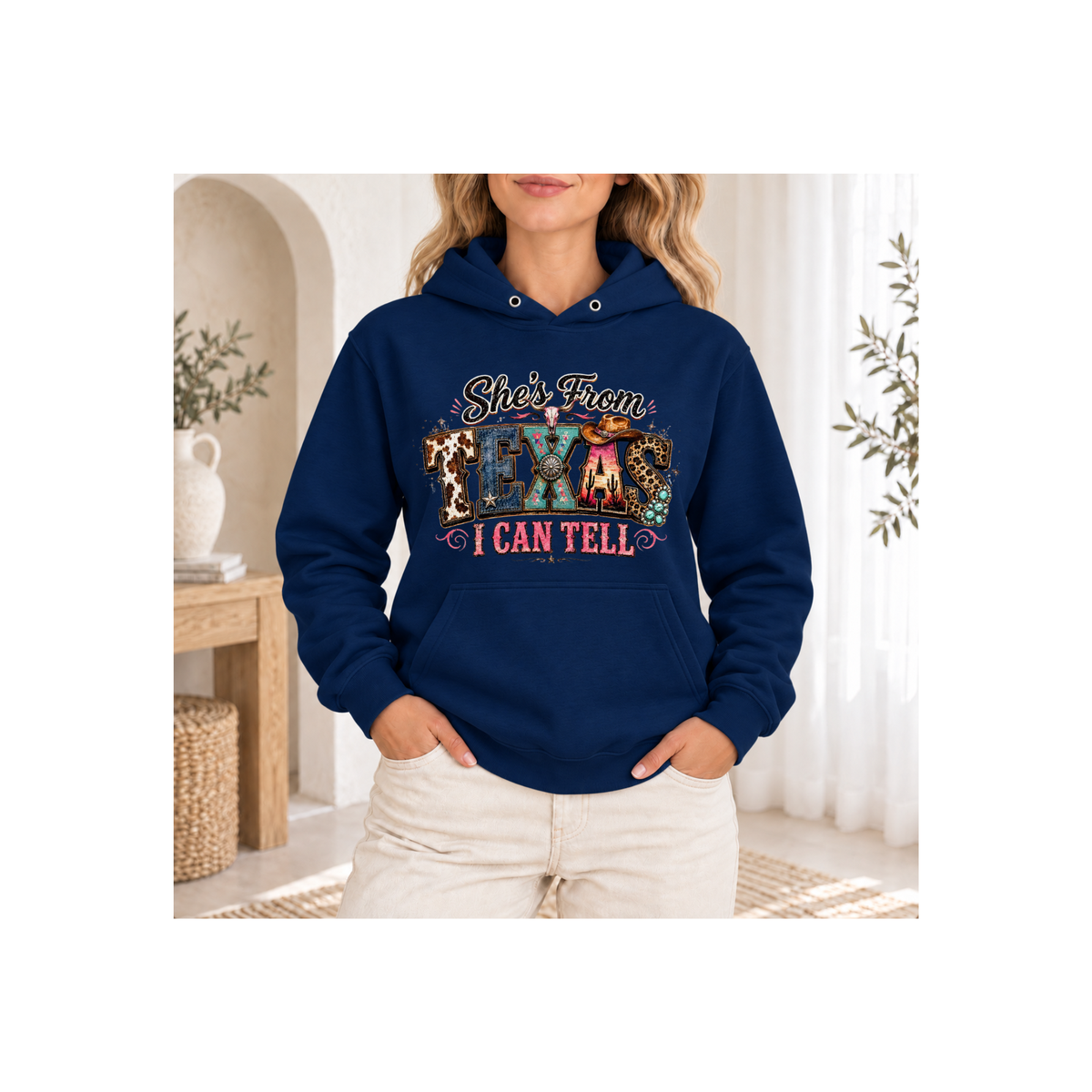She's From Texas I Can Tell Colorful Graphics Hoodie